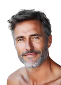 Mature older man receiving a cosmetic skin treatment at Dr. Buckner's office in Los Gatos.