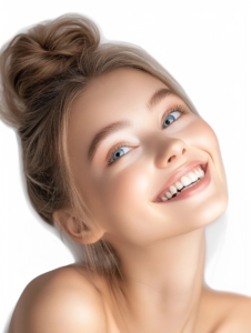 Smiling teenager with smooth, clear skin after acne scar treatment from board-certified dermatologist Dr. Dorothy Buckner.