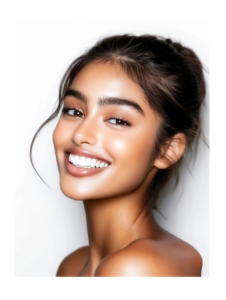 Young Indian teen smiling confidently with smooth, clear skin after acne treatment by Dr. Dorothy Buckner, expert dermatologist in Los Gatos.
